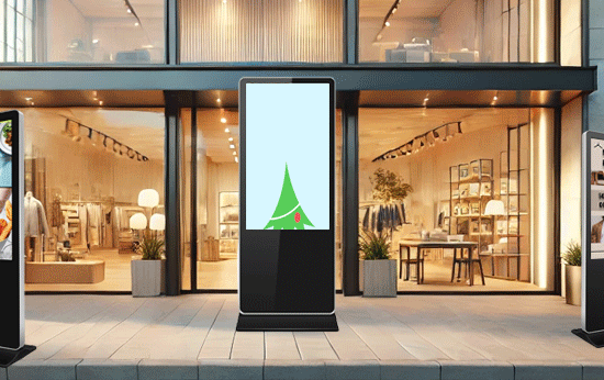 Interactive floor-standing kiosk digital